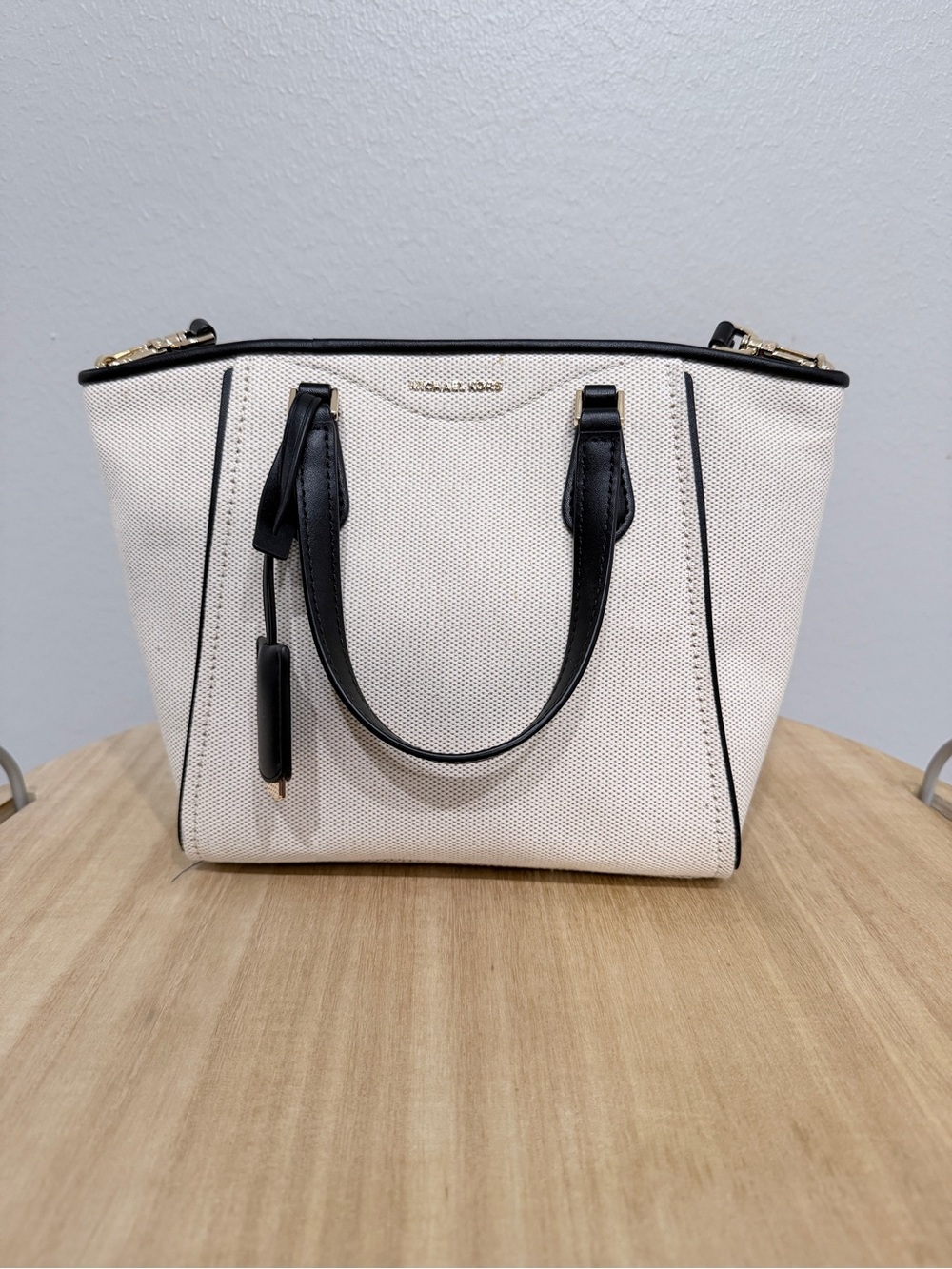 Michael Kors Taryn Small Crossbody - Canvas Material - Cream & Black